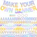 BEISHIDA 116 PCS A-Z DIY Letter Banner Kit Make Your Own Banner Including 111 Letters and Numbers 3 Rope and 2 Threading Device,Customized for Birthday Graduation Wedding Decor Laser Silver