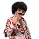 Gejoy Hippie Disco Costume Men Set Disco Wig Afro Headgear Gold Celebrity Sunglasses Funky Faux Chain for 50/60/70s Party Accessories(Black Hair)
