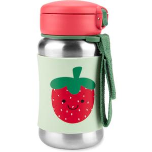 Skip Hop Toddler Sippy Cup with Straw, Sparks Stainless Steel Straw Bottle, Strawberry