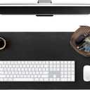 Elizo Leather Desk Mat Desk Pad Blotter Set - Real Full-Grain Leather (32x16) 2-Layer Genuine Desk Cover Protector & Large Mouse Pad | Computer Keyboard Desk Accessories for Office & Home (Carbon)