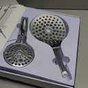 MakeFit Dual Handheld Shower Head Combo, 2-in-1 Rain Shower Heads System 8 Inch Rainfall Shower Head and 10 Modes High Pressure Hand Held Showerhead with Built-in Power Wash (Chrome)