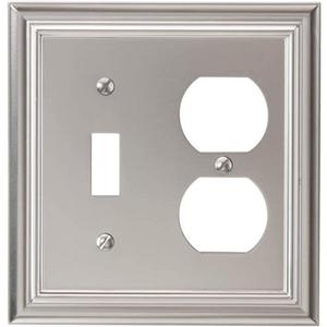 Amerelle Continental Single Toggle/Single Duplex Cast Metal Wallplate in Satin Nickel