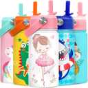 SANDJEST Ballet Water Bottle - Kids Water Bottle with Straw Lid - 12 Oz Insulated Stainless Steel Water Bottles for Kid Girls - Travel Cup for School Sports