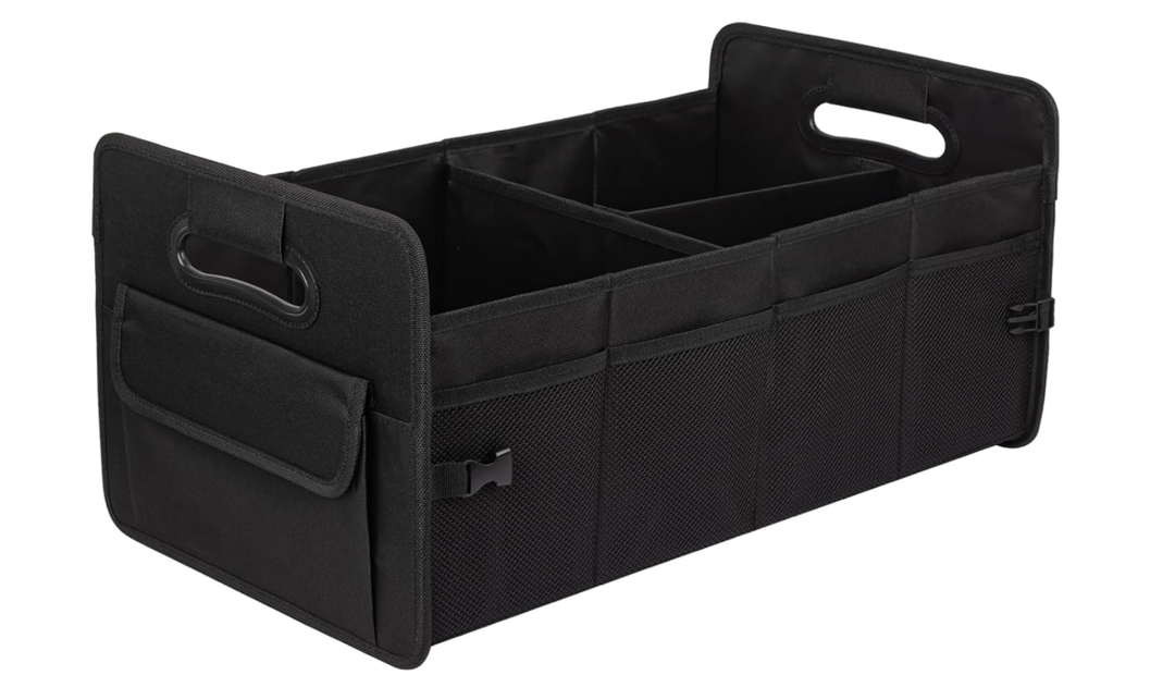 Car Trunk Organizer, Car Organizers and Storage Collapsible Multi Compartment Container Box, Adjustable Car Accessories for SUV Sedan Truck, Standard Size, Black