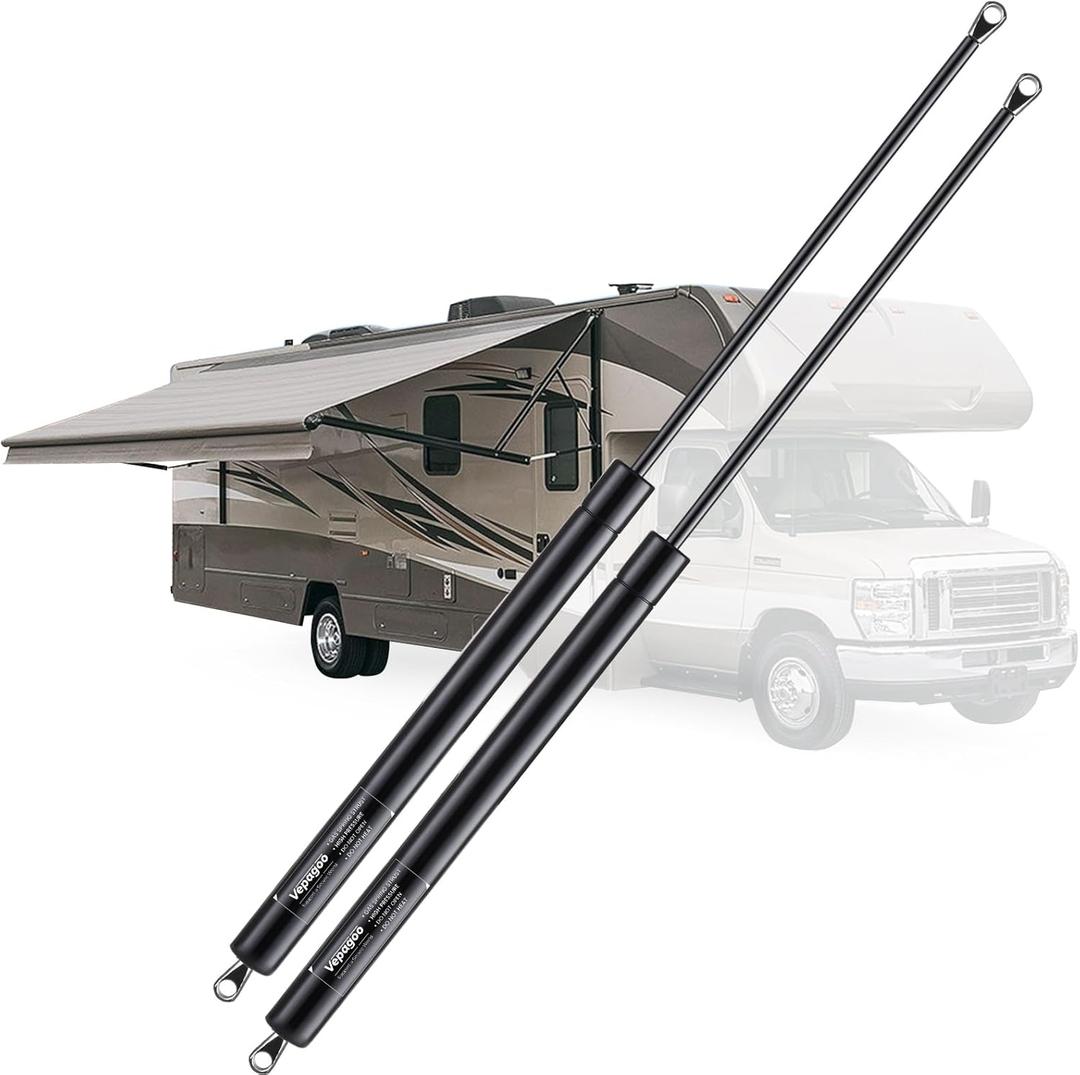 Vepagoo 26 inch RV Awning Gas Struts 124Lb Gas Shock Spring Lift Support Arm Compatible with Camper Travel Trailer Tonneau Cover Truck RV Bed Cap Basement Door Floor Hatch