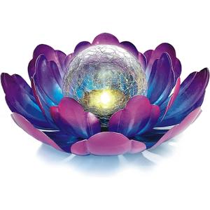 Solar Lotus Flower Light Outdoor Decorations,Solar Powered Outdoor Garden Decorative,Garden Decor Birthday Gift for Women Mom Grandma Decor Light,Waterproof Metal Lotus Yard Outside Decoration (Multicolor)