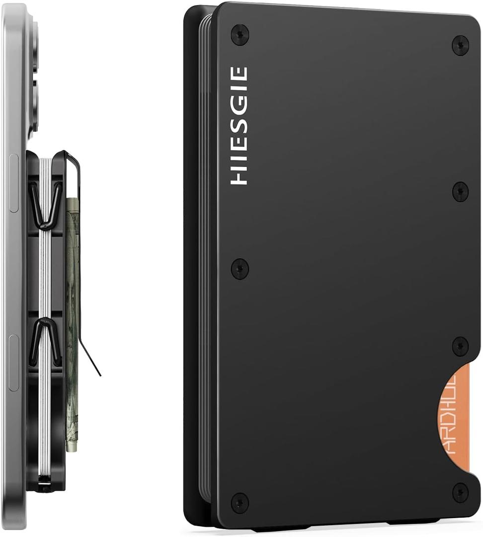 Compatible with MagSafe Wallet, Slim Wallet for Men with Money Clip, Rfid Blocking Metal Card Holder, Minimalist Magnetic Wallet Compatible with iPhone 16/15/14/13/12 Series - Classic Black