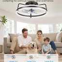 Ceiling Fan with Lights, 20'' Low Profile Ceiling Fans, 3000-6500K Dimmable Fandelier LED Fan Light, Black Modern Flush Mount Ceiling Fan, 6 Speeds Reversible DC Motor Noiseless for Bedroom, Kids Room