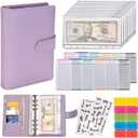 NICOOTHBudget Binder Cash Envelopes A6 Money Saving Binder with Zipper envelopes (Purple)
