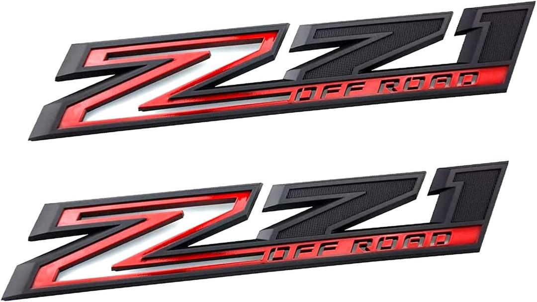 2pack 2019-2025 OEM Z71 Off Road Emblems Side Decals Badges Compatible with fits Silverado Offroad Parts 84632695 (Black Red)