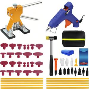 49PCS Dent Puller Kit for Cars, Professional Paintless Dent Repair Kit with Golden Lifter - Small Dent Remover Tool for Car, Hot Glue Dent Puller Kit for Door Dings & Hail Damage