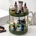 Rotating Makeup Organizer for Vanity, High-Capacity Skincare Clear Make Up Storage Perfume Organizers Cosmetic Dresser Organizer Countertop 360 Spinning (Purple, 3 Tier) (Green)