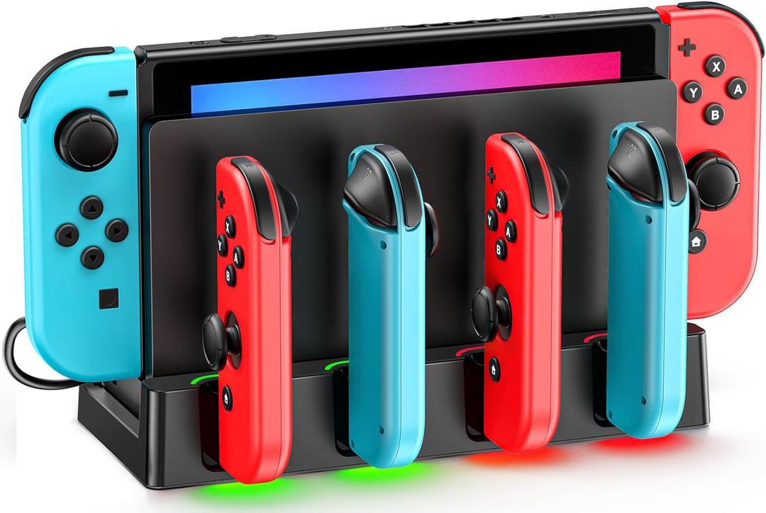 Switch Charging Dock Station with Charging Cable for Nintendo & OLED Game Console, Joycon Charging Dock for Switch, Must Have Joycon Controller Charger Accessories (Switch 1 Model)