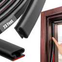 Black Rubber Weather Stripping Door Seal Strip, D Shape Door Weather Seal Strip, Self-Adhesive Soundproofing Frame Insulation Tape for Doors Frame/Window Seal, Blocks Cold Drafts Noise (23 feet)