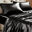 BEDELITE King Size Sheets Set, Luxury Soft Black Satin Sheets for Hair and Skin, Similar to Silk Bed Sheets Set 4 Pieces with 1 Deep Pocket Fitted Sheet, 1 Flat Sheet, and 2 Pillowcases