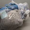 Big Dog Bed for Large Sized Dogs with Soft Plush Cushion, 35"x28"x13.7" Machine Washable High Backrest Bed, Round Pet Sofa with Non-Slip Bottom,Year-Round Comfort for Dogs Up to 66 lbs (Gray And Blue)