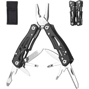 MINI Multitool Pliers, Birthday Christmas Gifts for Men Boyfriend Dad Husband Women, Pocket Knife 14-In-1, Rugged and Practical Portable Computer and Bike Gadgets, Black Camping and Survival Tools