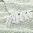 Americanflat 50x60 Throw Blanket - Soft and Breathable Cotton Throw Blanket for Couch, Bed, Chair - Decorative Blankets Perfect for Home or Outdoor Use - Light Green and White Herringbone Design