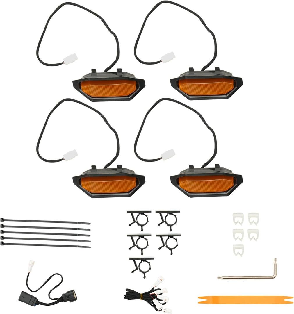 4pcs LED Front Grille Lights Compatible with 2022-2025 Chevy Silverado 1500 ZR2 Decorative Grille Lights with Fuse Wire Front Lamps Replacement for 2022-2025 Chevy Silverado Accessories