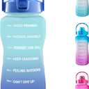 EYQ 64oz/128oz Leakproof Free Drinking Water Bottle with Motivational Time Marker BPA Free for Fitness, Gym and Outdoor Sports (04Green/Blue Gradient)