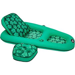 Aqua Campania Ultimate 2-in-1 Pool Float Lounge – Extra Large – Inflatable Pool Floats for Adults with Adjustable Backrest & Cupholder Caddy