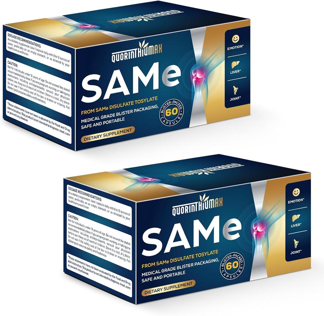 Quorinthiumax SAM e Supplement 500mg - Extra Strength SAM-e(S-Adenosylmethionine) for Mood, Liver & Join t | 25% More Potent Than 400mg SAM-e | Vegan | 120 Medical Blister Pack Capsules (EXP 03/2029)
