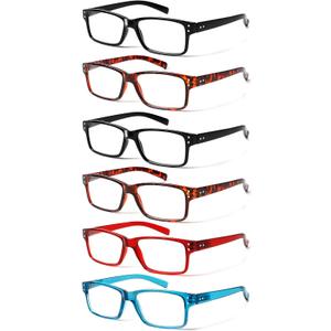NORPERWIS Reading Glasses 6 Pairs Quality Readers Spring Hinge Glasses for Reading for Men and Women (6 Pack Mix Color -2, 0.50)