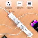 2 Pack Power Strip Surge Protector - 6 Outlets 4 USB Charging Ports, 5Ft Braided Extension Cord, Flat Plug, Overload Protection, Wall Mount for Home Office, Dorm Room Essentials White