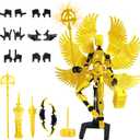 T13 Angel Action Figure Gold, Titan 13 Robot Action Figure Set, Alreday Assembled Dummy 13, Lucky 13 Action Figure with Big Wings, 3D Printed Robot 13 Action Figure, Gift for Collector Kids Teens (Yellow)