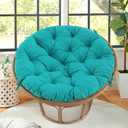Papasan Chair Cushion Outdoor, Round Papasan Cushion Indoor with Ties, Waterproof Circle Seat Pad for Porch Patio Garden, 45 in Blue, Cushion Only