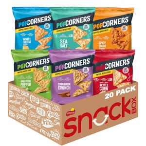 PopCorners Popped Corn Chips, 6 Flavor Variety Snack Pack, 1 oz Bags, (20 Pack), Gluten Free, No Artificial Colors, No Artificial Flavors (EXP 05/18/27)