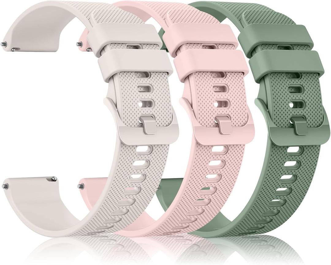 Tobfit 3 Pack Sport Band for Fitpolo/Quican/Aeac/Tensky ID208 Plus Smartwatch,Soft Replacement Silicone Band for Fitpolo/Quican/Aeac/Tensky ID208 Plus Smartwatch Men Women (Starlight/Rose Pink/Olive Green)