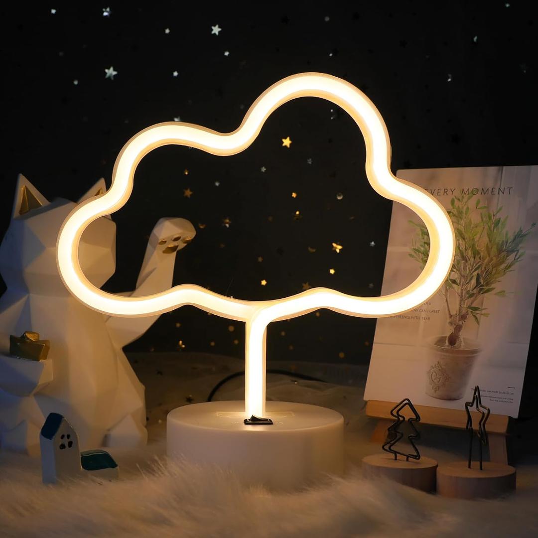 ENUOLI Cute Cloud Neon Light LED Cloud Shaped Decor Night Lights Marquee Neon Sign Table Decor for Christmas Party Birthday Kids Room Living Room Wedding