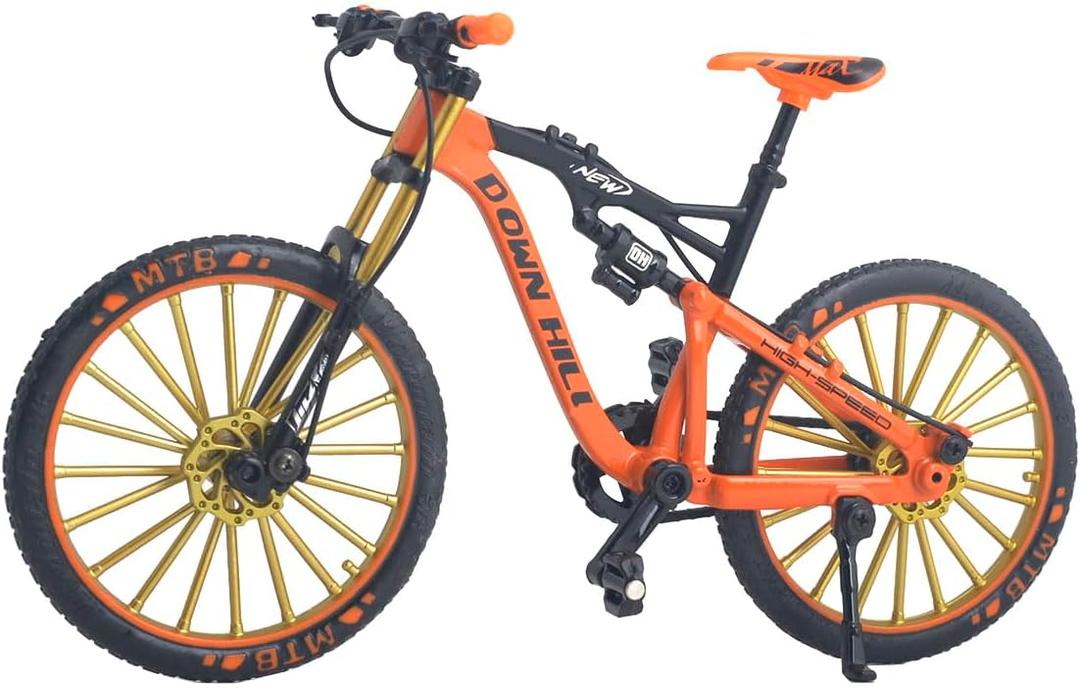 Ailejia Alloy Mountain Finger MTB Bike Downhill DH Downhill Bicycle Ornament Toy Mini DS Bicycle Racing Vehicles Toy Models Decoration Crafts for Home (S-Orange)