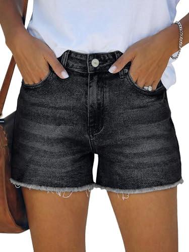 KISSMODA Denim Shorts Women Trendy Button Summer Cut Off Short Womens Jean Shorts High Waisted Denim Hot Ripped Shorts Large