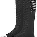 Momuk Women's Knee High Lace Up Sneakers Side Zip Canvas Shoes Fashion Dancing Mid Calf Boots, 7.5