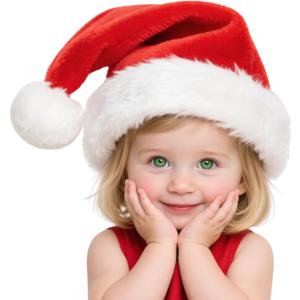 Santa Hat Toddler Kids Girls Xmas Hats Velvet Christmas Santa Claus Hat New Year Festive Holiday Party Supplies