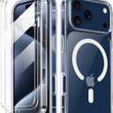 COOLQO for iPhone 17 Pro Max Case with Screen Protectors, Compatible with MagSafe, Military Grade Drop 17 FT Protection, Dual-Layer Classic Hybrid Magnetic Phone Case Cover Bumper, Clear (17ProMax_6.9")