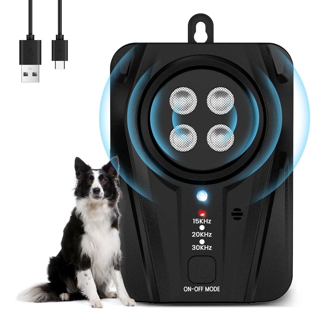 Anti Bark Device, Automatic Dog Barking Deterrent Devices with 4 Speakers, Audio & Ultrasonic Anti Dog Barking Device with 33FT Range, Indoor Outdoor Bark Control Device for Puppy Medium Large dog