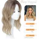 PANEWAY Hair Topper 16 Inch Wavy Synthetic Clip-In Topper for Women Natural Looking Voluminous Hairpiece for Thinning Hair, Lightweight & Breathable