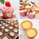 Foil Cupcake Liners with Dome Lids 100Pack,Free-Air 3.5Oz Cups for Baking,Disposable Ramekins Muffin Tins Cupcake Wrappers, with Spoons-Red in gold