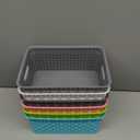 Rinboat Mixed Color Rectangle Storage Baskets, Plastic Weave Shelf Baskets, 6 Packs