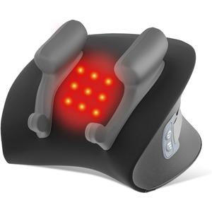 Neck Massager Pillow with Heat, Shiatsu Back and Shoulder Massage with Deep Tissue Kneading, Portable Cervical Traction Device for Full Body Muscle Pain Relief, Gift for Women Men Christmas (Black)