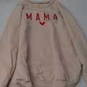 Winioder Mommy and Me Matching Outfits Letter Print Crewneck Pullover Sweatshirt Long Sleeve Shirt Tops Baby Clothes (Medium, Valentine Beige)