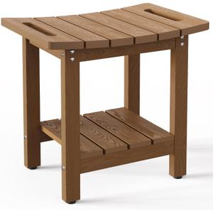 HIPS Shower Benches for Inside Shower, Shower Stool with Space-Efficient Storage Shelf, Waterproof Shower Chair Seat for Spa Bathroom(Brown)