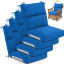 Geelin 4 Pack Outdoor/Indoor High-Back Chair Cushions 4421 in, Stuffed Tufted Replacement Patio Chair Cushions with Ties Weather Resistant Pads for Patio Furniture (Blue)
