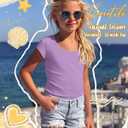Oakgarden Girl's T-Shirts Summer Tops Teen Cap Sleeve Shirts Kids Scoop Neck Fitted Cute Casual Basic Tees 5-14 Y