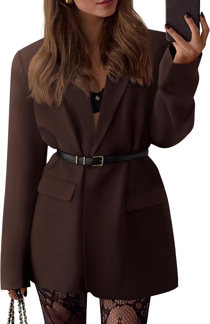 BTFBM Blazers for Women 2026 Spring Business Casual Clothes Open Front Oversized Winter Coats Work Office Suit Jackets M