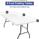 Homing 2 Pack 6 Foot Rectangle Elastic Fitted Tablecloth, Waterproof Fabric Table Cover, Washable Polyester Table Cloth for Picnic, Camping, Outdoor (White, 30" x 72")