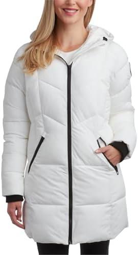Spyder Womens White Long Winter Coats - Cozy Long Puffer Coats for Women Wind & Water Resistant Hooded Quilted Jackets for Women,Size L